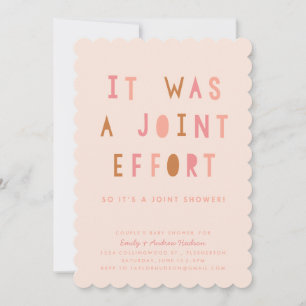 Joint Effort Couple's Baby Shower Einladung Blush