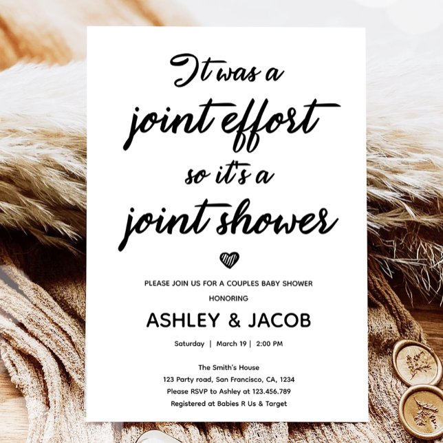 Joint Effort Joint Shower Coed Couples Baby Shower Einladung (Von Creator hochgeladen)
