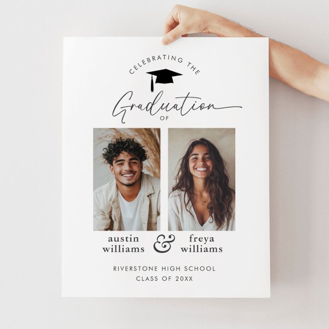 Joint Graduation Party 2 - Foto Willkommen Poster (Zazzle Joint Graduation Party 2 Photo Welcome Poster)