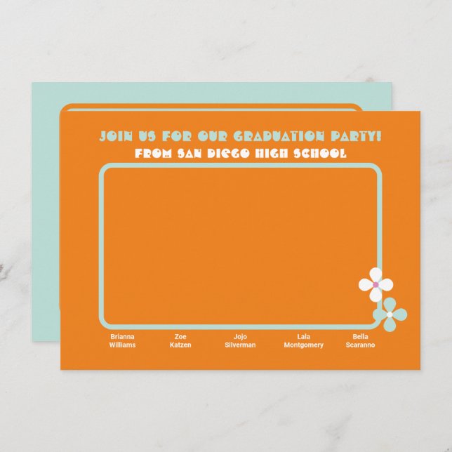 Joint Hippie Foto Graduation Party 5 Personen Einladung (Vorne/Hinten)