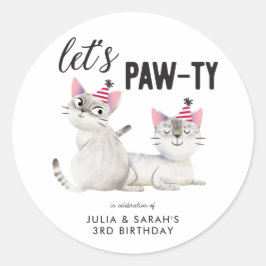Joint Twins Birthday Cats Gastgeschenk Runder Aufkleber