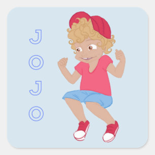 JoJo - lt Blue Bkgrd Quadratischer Aufkleber