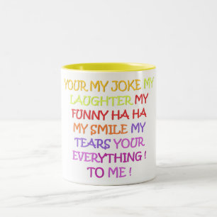 Joke laghter lustige niedliche Süßwortgedichte Zweifarbige Tasse