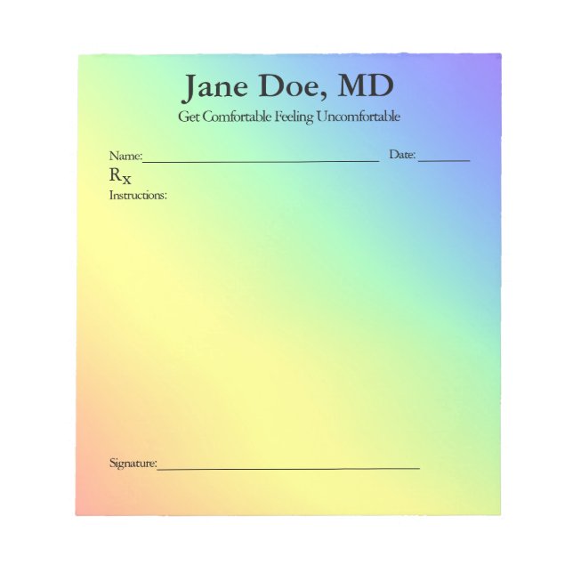 Joke prescription rainbow pad  - 5.5" x 6" Notepad Notizblock (Vorderseite)