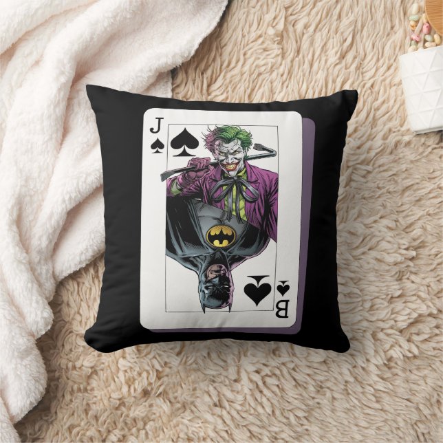 Joker and Batman Spade Playing Card Illustration Kissen (Decke)
