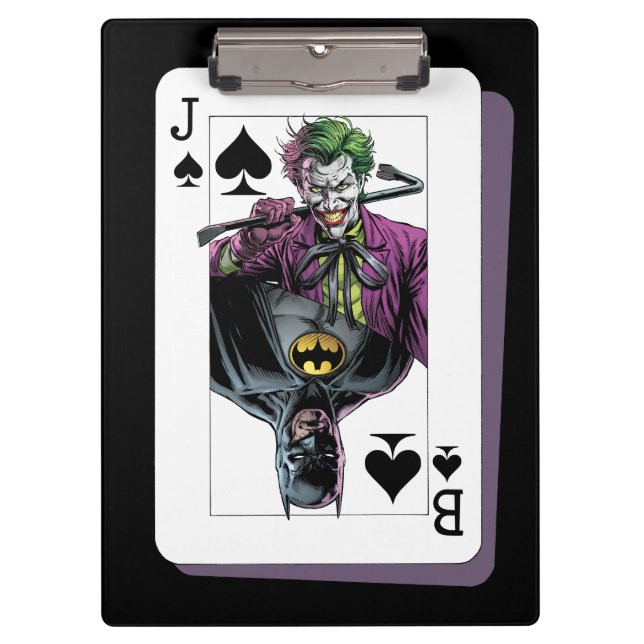 Joker and Batman Spade Playing Card Illustration Klemmbrett (Vorderseite)