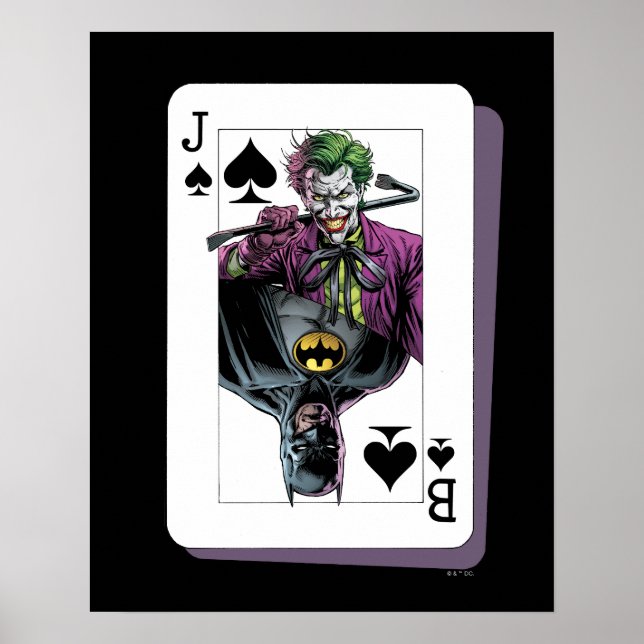 Joker and Batman Spade Playing Card Illustration Poster (Vorne)