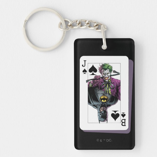 Joker and Batman Spade Playing Card Illustration Schlüsselanhänger (Vorderseite)