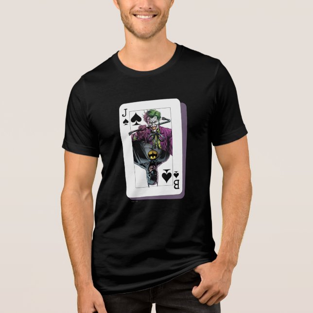 Joker and Batman Spade Playing Card Illustration Tri-Blend Shirt (Vorderseite)
