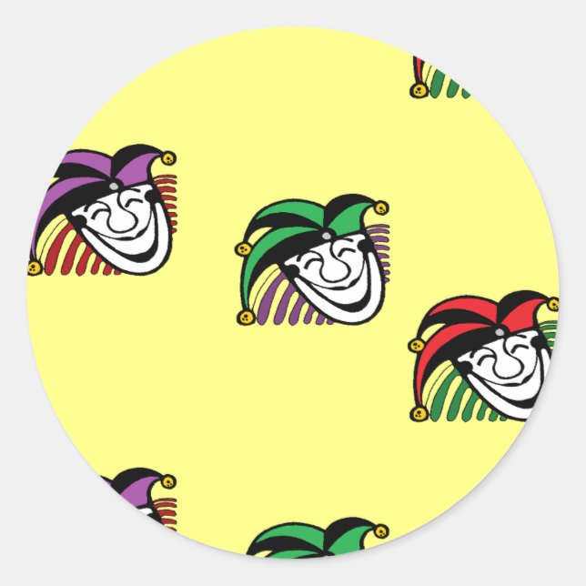 Joker farbige Hüte gelb Runder Aufkleber (Vorderseite)