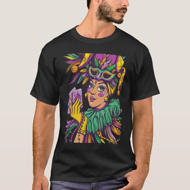 Joker Mardi Gras Party Parade Shenanigans Carnival T-Shirt (Vorderseite)