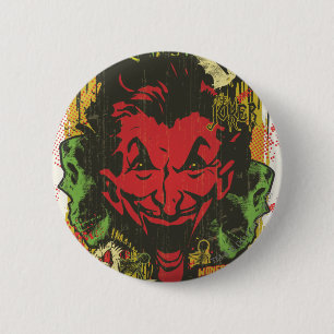 Joker Retro Comic Book Montage Button