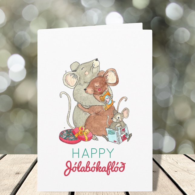 Jolabokaflod Christmas Mice Holiday Karte (Von Creator hochgeladen)