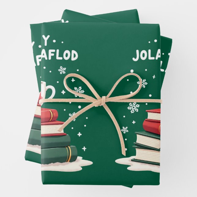Jolabokaflod - Island Book Flood Geschenkpapier Set (Beispiel)