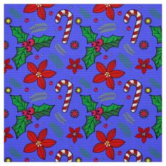 JolChristmas Poinsettia Holly Candy Cane Stoff