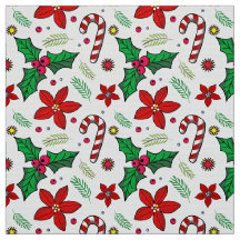 JolChristmas Poinsettia Holly Candy Cane Stoff