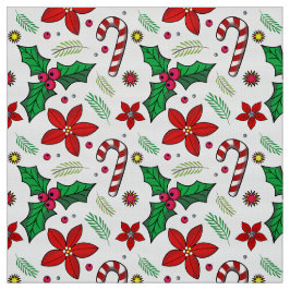 JolChristmas Poinsettia Holly Candy Cane Stoff