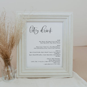 JOLIE Minimalistisch Boho Let's Drink Bar Menu Sig Poster