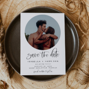JOLIE Minimalistisch Boho Round Foto Save the Date Einladung