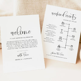 JOLIE Minimalistisch Boho Welcome Letter Timeline Menükarte