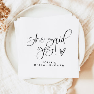 JOLIE Minimalistisch She Said Yes Heart Brautparty Serviette