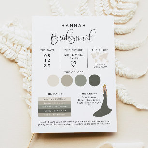 JOLIE Modern EDITABLE Bridesmaid Info Card Einladung