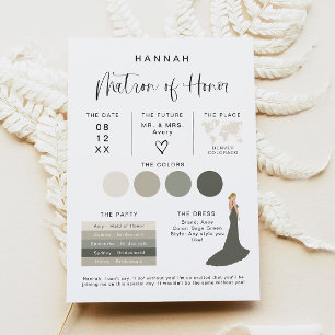 JOLIE Modern EDITABLE Bridesmaid Info Card Einladung