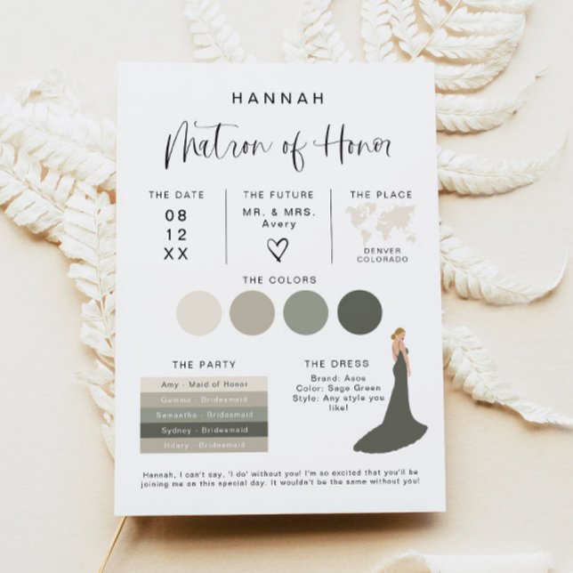 JOLIE Modern EDITABLE Bridesmaid Info Card Einladung (Von Creator hochgeladen)