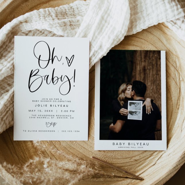 JOLIE Modern Minimal Heart Boho Baby Shower Einladung (Von Creator hochgeladen)