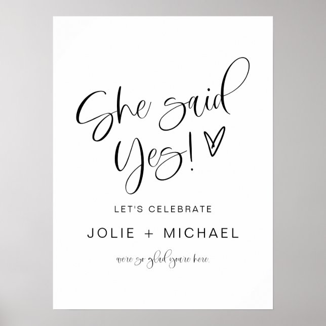 JOLIE She Said Yes Engagement Party Welcome Poster (Vorne)