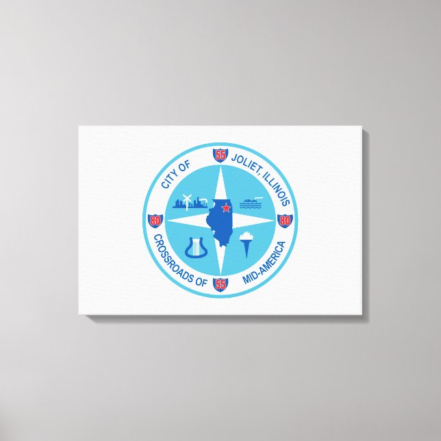 Joliet-Flagge (Illinois) Leinwanddruck (Vorderseite)