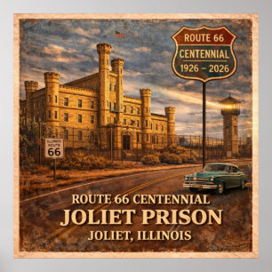 Joliet-Gefängnis Chicago Route 66 Poster