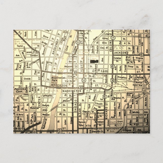 Joliet, IL Vintage Karte (Vorderseite)