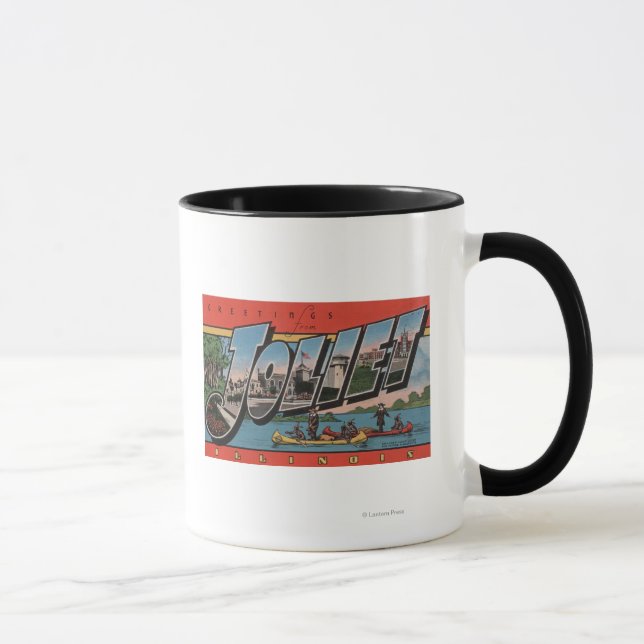 Joliet, Illinois - Große Buchstabenszenen Tasse (Rechts)