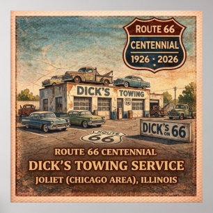 Joliet Illinois Route 66 Abschleppdienst Poster