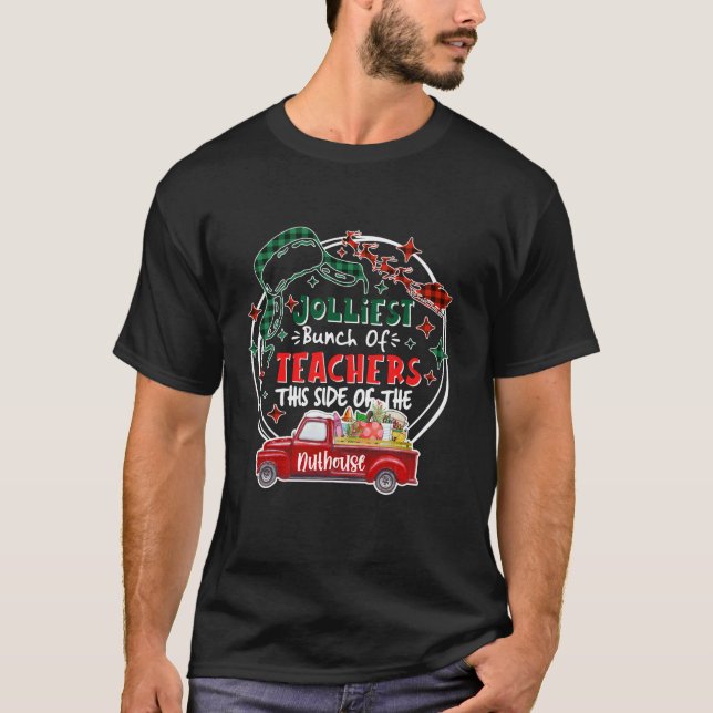 Jolliest Bunch Lehrer Weihnachts Buffalo Kariert T T-Shirt (Vorderseite)
