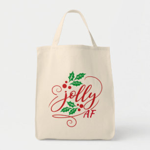Jolly AF Christmas Holly Sarcastic Spaß Tragetasche