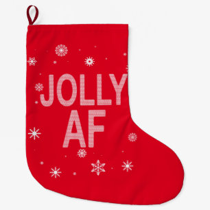 Jolly AF Funny Ugly Christmas Sweater Style Großer Weihnachtsstrumpf