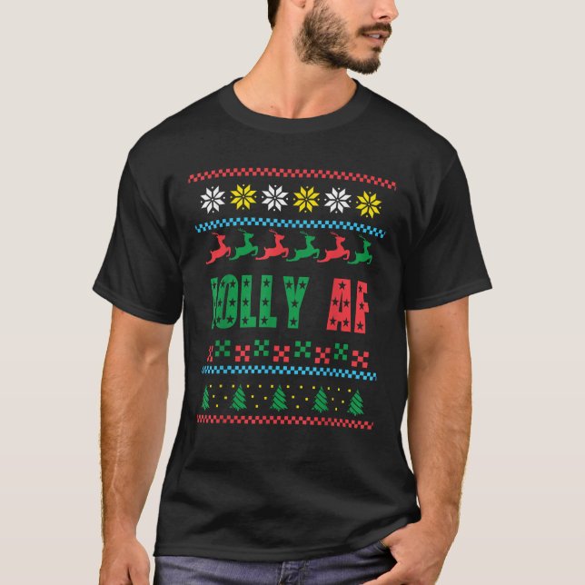 Jolly AF Shirt Ugly Christmas Offensive Spaß Gesch (Vorderseite)