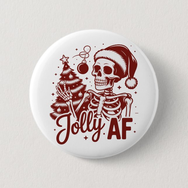 Jolly Af Skeleton Snarky Christmas Sarcastic Funny Button (Vorderseite)