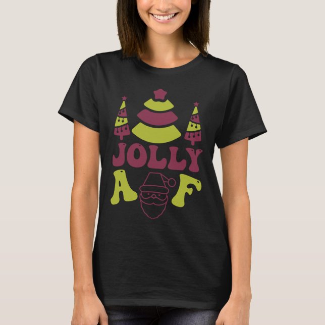 Jolly AF Ugly Christmas Sweater Style T-Shirt (Vorderseite)