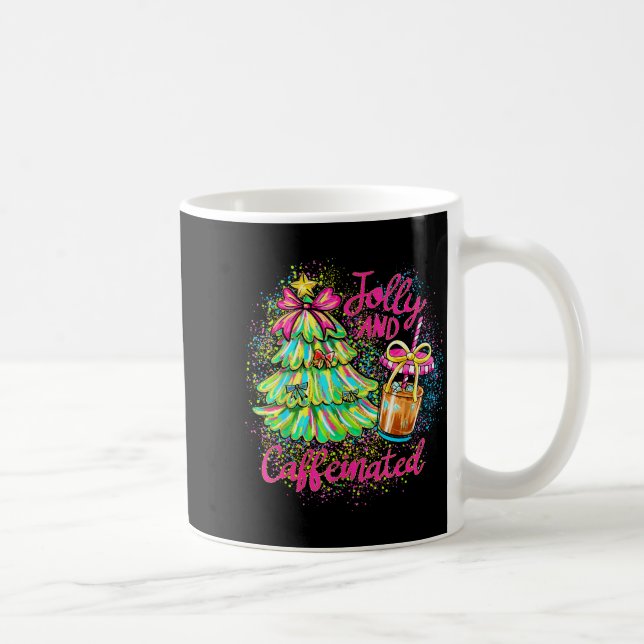 Jolly And Caffeinated Christmas Tree Coquette Bow  Kaffeetasse (Rechts)