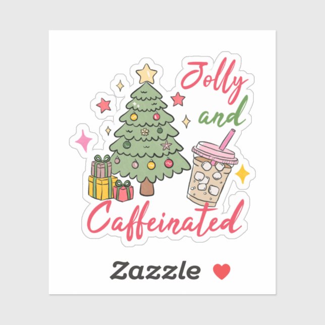 Jolly and Caffeinated Holiday Stickers Aufkleber (Blatt)