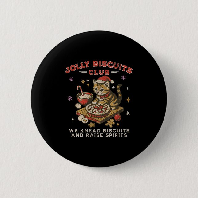 Jolly Biscuits Club _ Vintage Weihnachtskatze Bäck Button (Vorderseite)