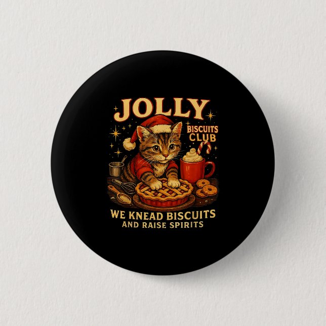 Jolly Biscuits Club We Knead Cat Xmas  Button (Vorderseite)