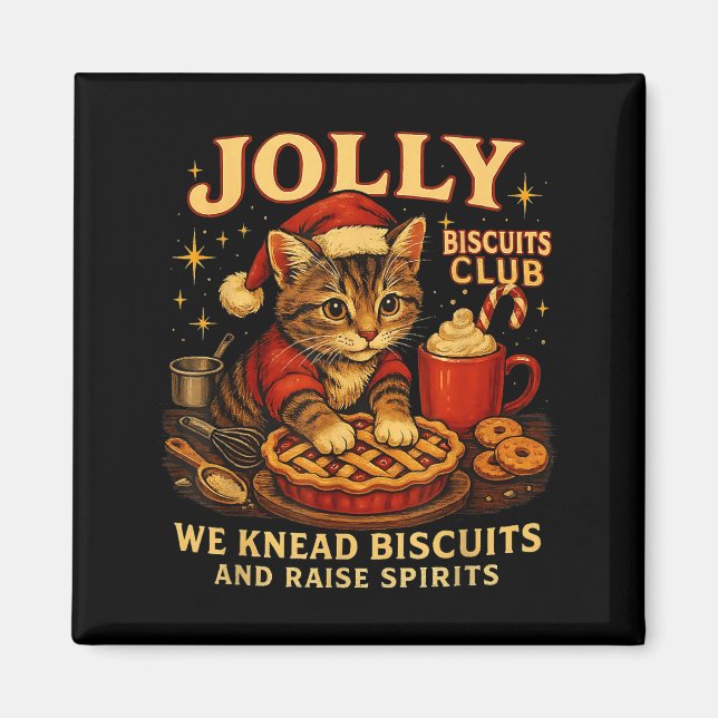 Jolly Biscuits Club We Knead Cat Xmas  Magnet (Vorne)