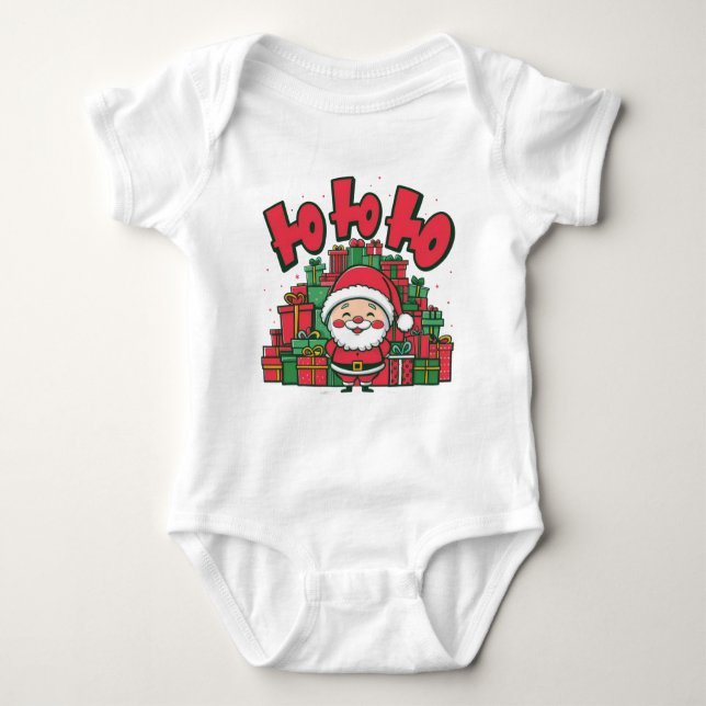 Jolly Cartoon Santa Christmas-67748 Hoodie Baby Strampler (Vorderseite)