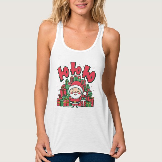 Jolly Cartoon Santa Christmas-67748 Hoodie Tank Top (Vorderseite)