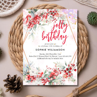 Jolly christmas birthday einladung