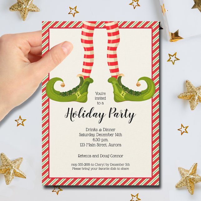 Jolly Christmas Elf Legs Holiday Einladung (Jolly Christmas Elf Legs Holiday Party Invitations)
